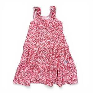 Tommy Bahama Girls Red and White Geometric Print Tiered Ruffle Sundress Summer